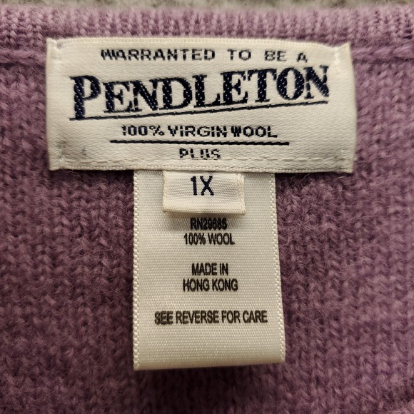 Vintage Pendleton Cardigan Women Plus 1X Purple Virgin Wool One Button Front EUC - Picture 4 of 8